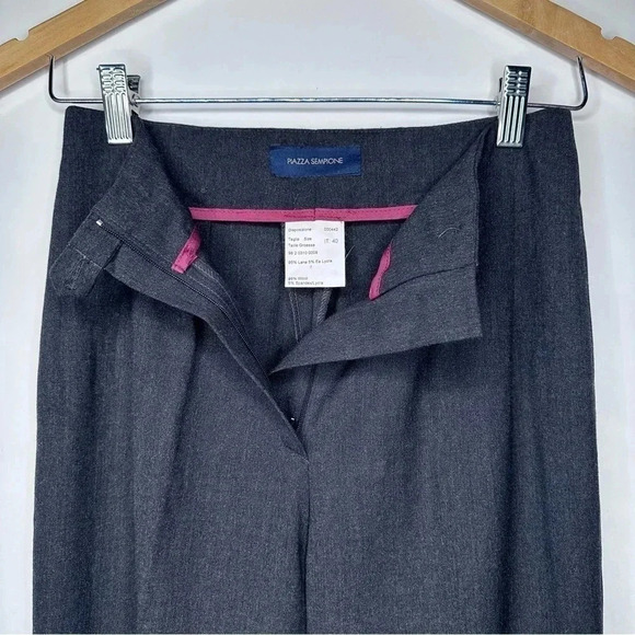Piazza Sempione Dark Gray Stretch Wool Pleated Tapered Pants Size US 4 - Picture 6 of 8
